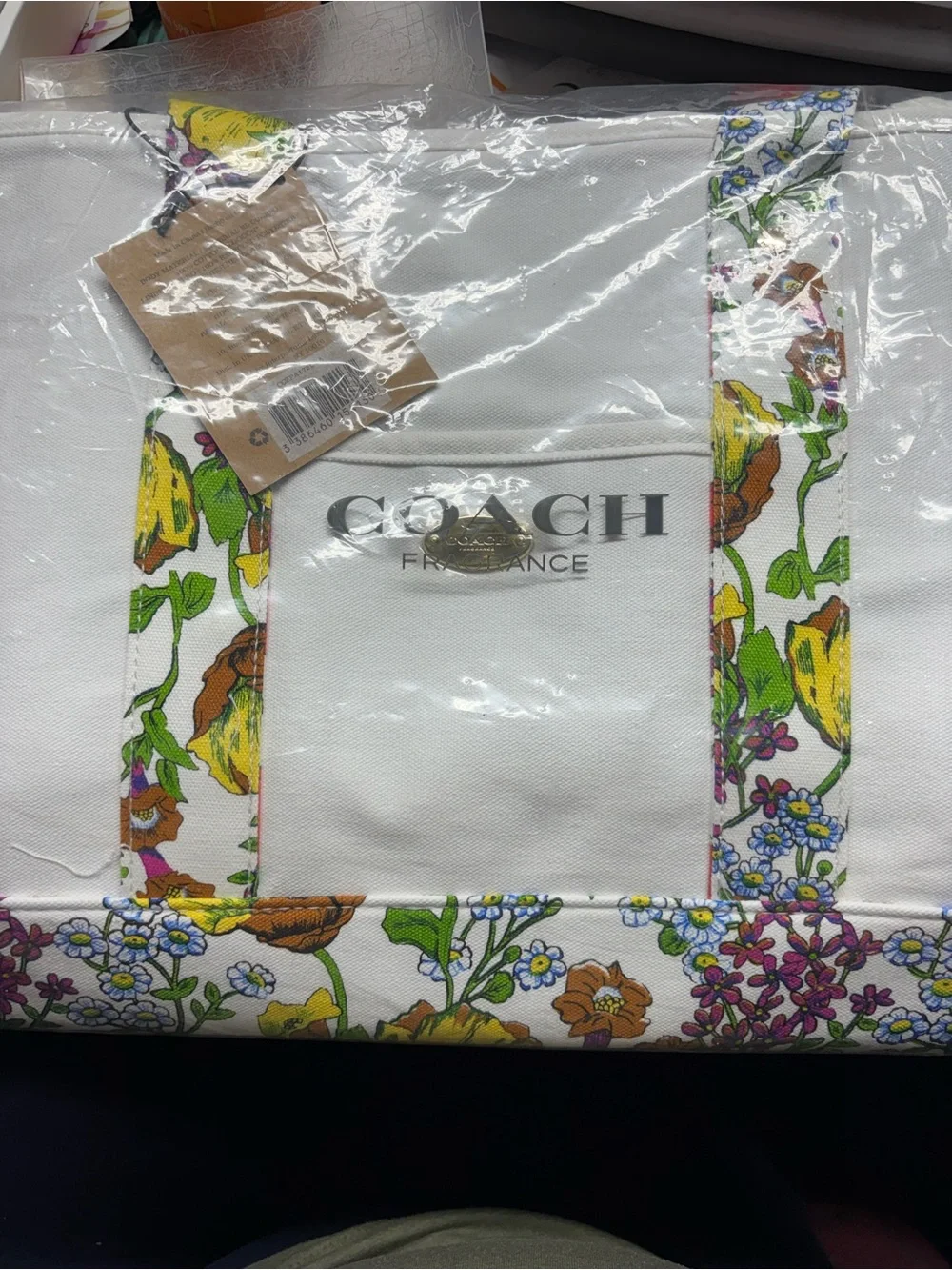 NEW Coach Fragrance Floral Canvas Tote Bag White Cotton Shopper Shoulder Bag NWT
